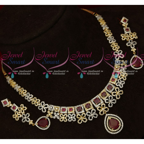 NL17752 Latest Design Two Tone Gold Silver Plated AD Necklace set Shop Online