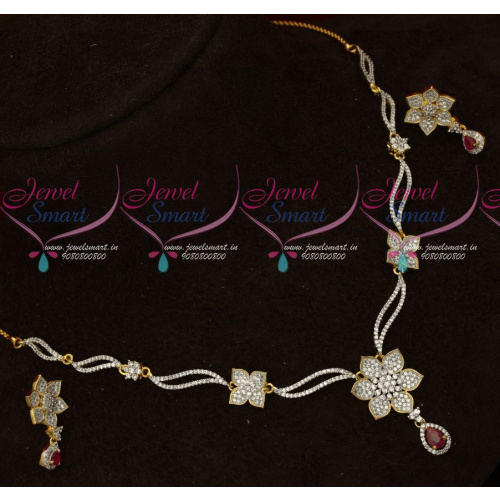 NL17753 Thin Delicate Diamond Design Imitation Jewellery Short Necklace Set 