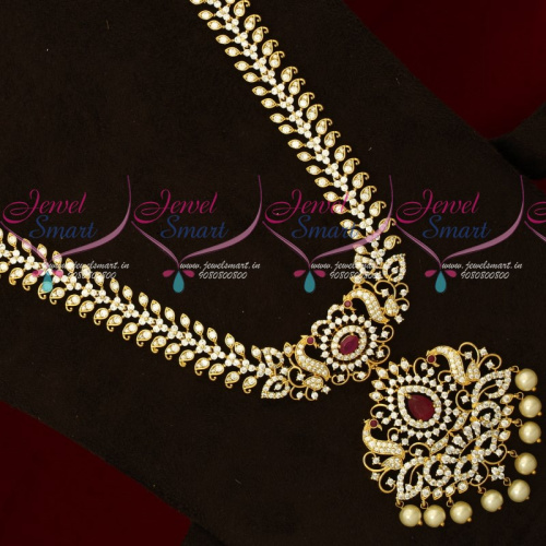 NL17552 AD Stones Sparkling Jewellery Long Necklace Traditional Designs Online