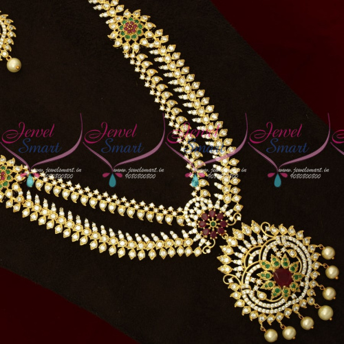 NL17554 AD Stones Double Layer Jewellery Long Necklace Bridal Fancy Designs Imitation Online