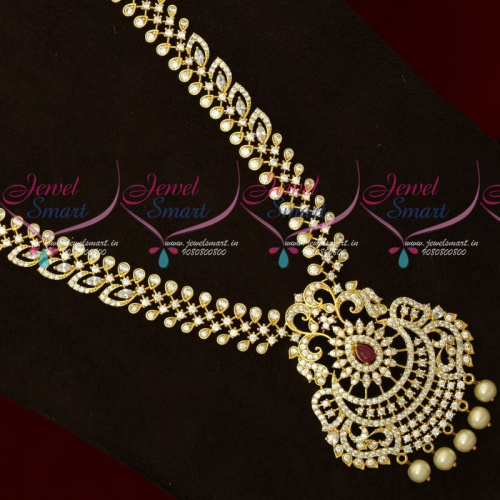 NL17555 AD Stones Sparkling Jewellery Long Necklace Traditional Designs Online