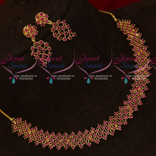 NL17636 Ruby Stones Necklace Party Wear Imitation Jewellery Latest Design