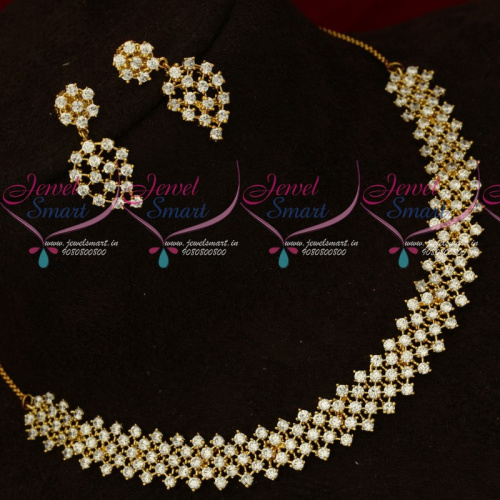 NL17637 AD White Stones Necklace Party Wear Imitation Jewellery Latest Design