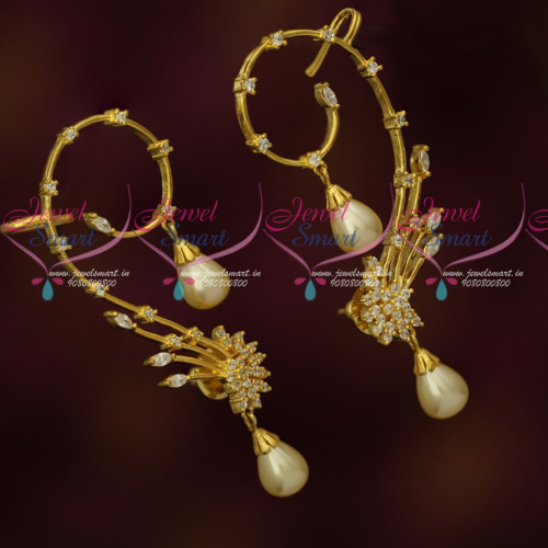 ER17779 Latest Stylish Bluetooth Earrings Pearl Drops Extra Clip On Support