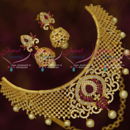 NL17518 Bridal Jewellery AD Sparkling Stones Grand Diamond Finish Gold Plated Imitation