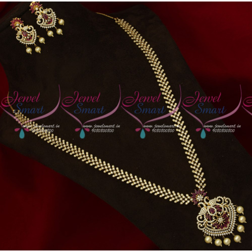 NL17751  Sparkling AD Jewellery Long Necklace Traditional Designs Online