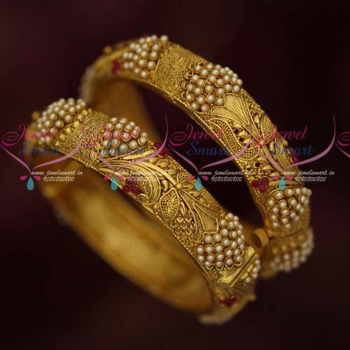 B17961 Antique Jewellery Beautiful Looking Pearl Kada Bangle Trendy Artificial Collections
