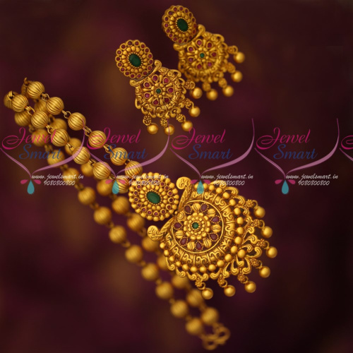 PS17685 Fancy Beads Mala Pendant Set Latest Matte Reddish Gold Plated Jewellery Online