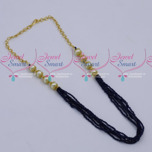 NL17581 6 Strand NavyBlue Colour 2 MM Crystal Mala Handmade Jewellery Designs Online