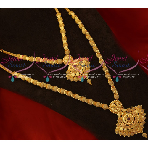 NL17808 Gold Covering Necklace Haram Combo Offer Wholesale Prices South Indian Jewellery