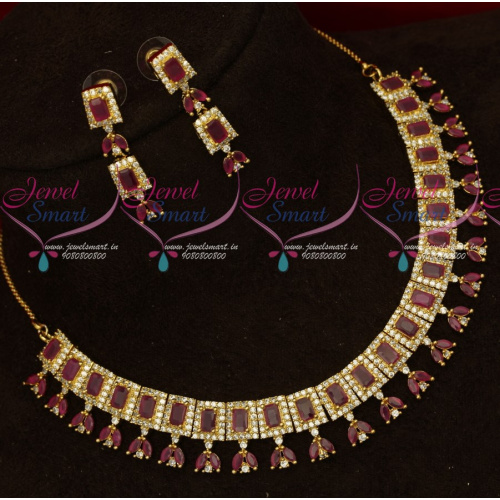 NL17755 Latest Fashion Jewellery AD Ruby White Sparkling Stones Jewellery Shop Online