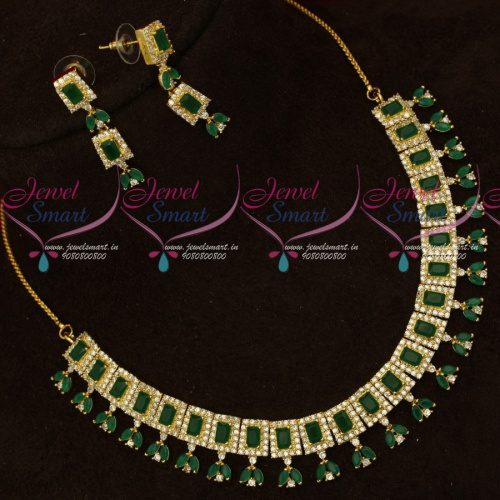 NL17756 Latest Fashion Jewellery Trendy Emerald White Sparkling Stones Jewellery Shop Online