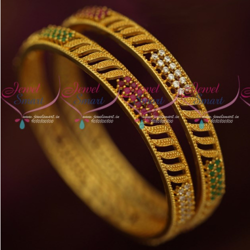 B17936 Daily Wear AD Jewellery Gold Plated Bangles Latest Designs Imitation 