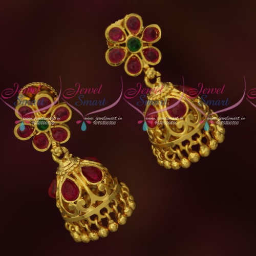 J17522 Kemp Jewellery Daily Wear Jhumka Earrings Latest Gold Covering Imitation
