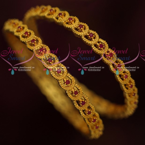 B17767 Gold Plated Ruby Bangles Latest Design Wholesale Prices Online
