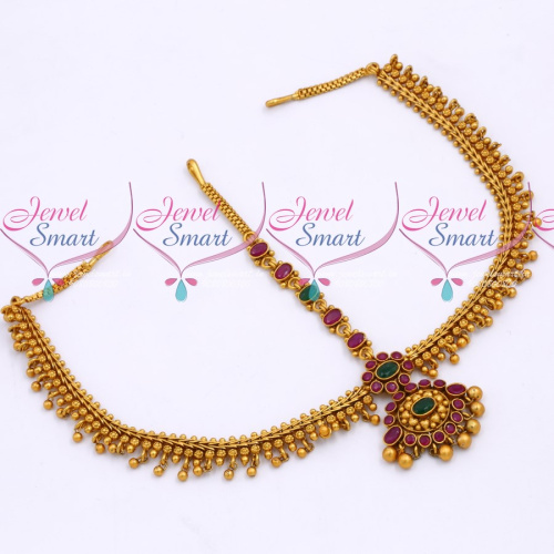 M17665 Bridal Jewellery Reddish Gold Plated Chain Damini Latest Wedding Collections