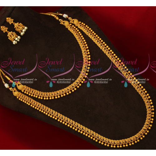 NL17625 Matte Reddish Gold Plated Short Long Combo Jewellery Set Jhumka Earrings Shop Online