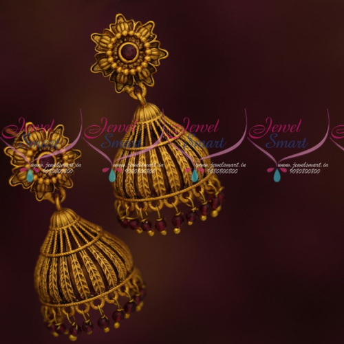 J17853 Stylish Floral Design Imitation Jhumka Earrings Matte Antique Jewellery Online