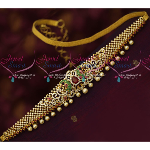 H18051 AD Stones Flexible Chain Vaddanam Latest Bridal Jewellery Designs Online