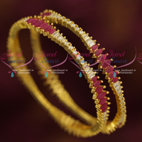 B18134 AD Marquise Stones Gold Plated Party Wear Bangles Shop Online