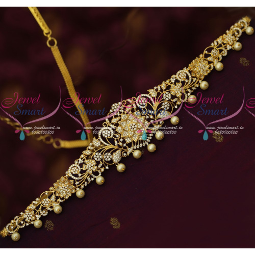 H18108 AD Stones Flexible Chain Vaddanam Latest Bridal Jewellery Designs Online