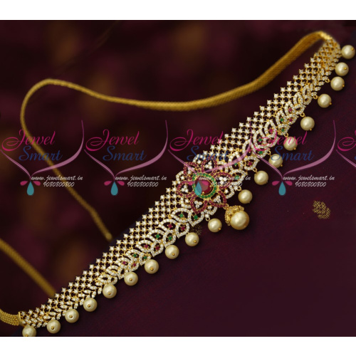 H18048 AD Stones Flexible Chain Vaddanam Latest Bridal Jewellery Designs Online