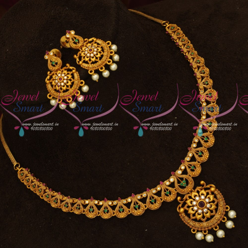 NL18149 Intricately Designed Antique Jewellery Set Matte Reddish Gold Look New Collections