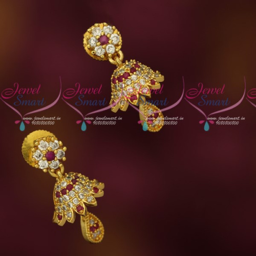 J18026 Beautiful Look Small Size AD Stones Jhumkas Latest Imitation Jewellery