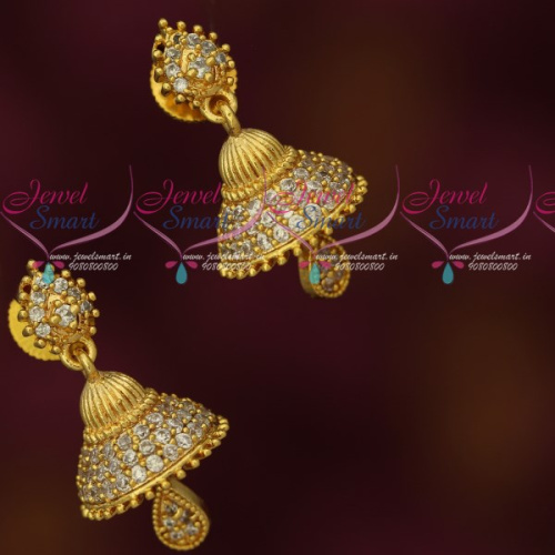 J18031 Beautiful Look Small Size AD Stones Jhumkas Latest Imitation Jewellery