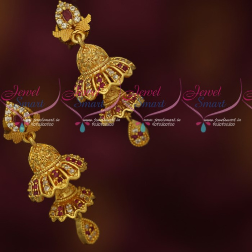 J18034 Double Step Fancy Jhumka AD Stones Jewellery Latest Trendy Collections Online