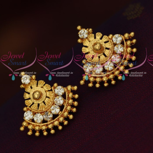 ES1882 South Indian Traditional Screwback AD Earrings Gold Finish Jewellery Online