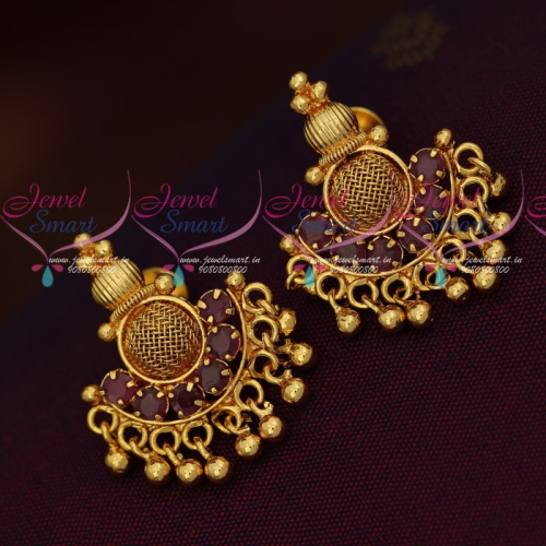 ER18302 Daily Wear Gold Plated South Screw Earrings Latest Imitation Jewellery Designs
