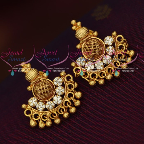 ER18303 Daily Wear Gold Plated South Screw Earrings Latest Imitation Jewellery Designs