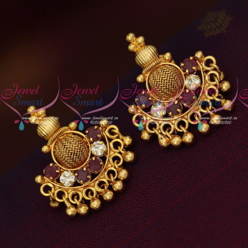 ER18304 Daily Wear Gold Plated South Screw Earrings Latest Imitation Jewellery Designs