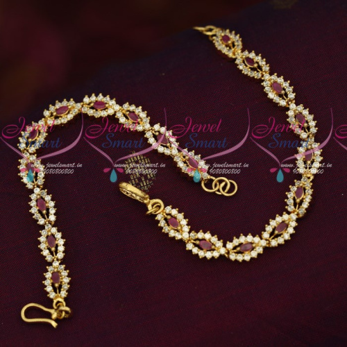 EC18234 American Diamond Stones Gold Plated Jewellery Ear Mattal Chain Accessory Online