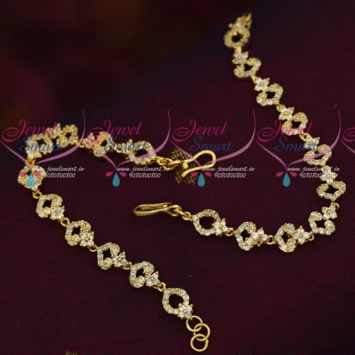 EC18235 American Diamond Stones Gold Plated Jewellery Ear Mattal Chain Accessory Online