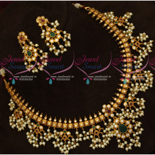 NL18146 Matte Plated Pearl Jewellery Gutta Pusalu Necklace Traditional Design Imitation Online