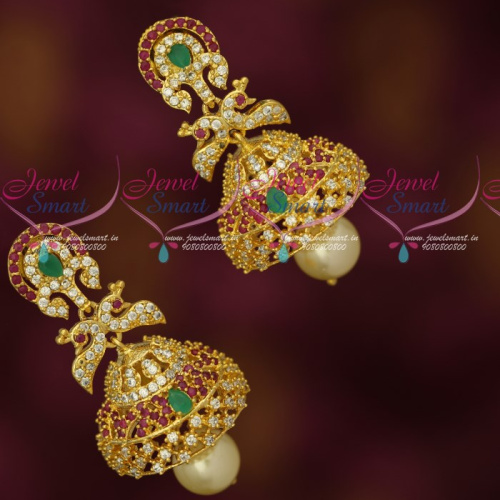 J18015 AD Fashion Jewellery Stylish Looking Jhumka Earrings Latest Designs Online
