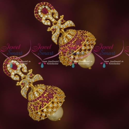 J18018 Party Wear Imitation Jewellery AD Sparkling Stones Jhumka Earrings
