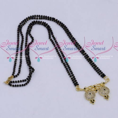 MS18261 Black Beads Mala 2 Strand AD Mangalsutra Traditional Jewellery Designs Online