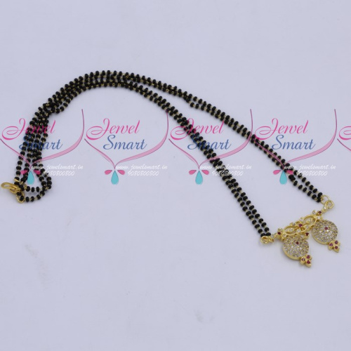 MS18263 Black Beads Mala 2 Strand AD Mangalsutra Traditional Jewellery Designs Online
