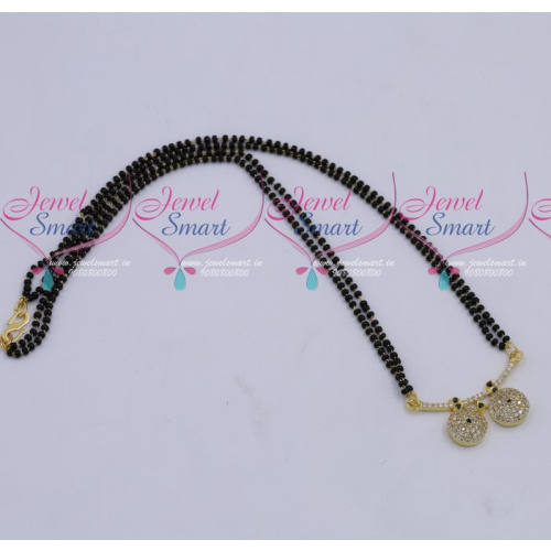 MS18270 Black Beads Mala 2 Strand AD Mangalsutra Traditional Jewellery Designs Online