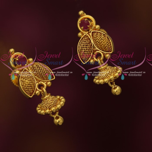J18313 Small Size Light Weight Gold Covering Daily Wear Jhumka Earrings Online