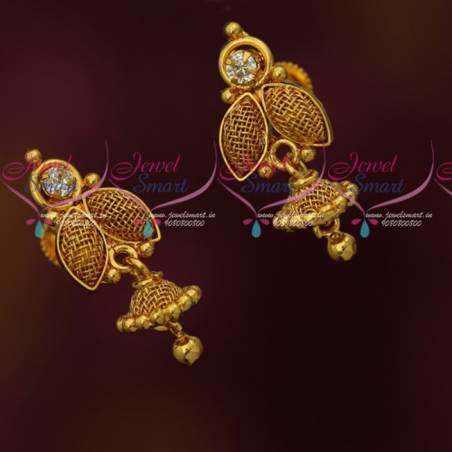 J18314 Small Size Light Weight Gold Covering Daily Wear Jhumka Earrings Online