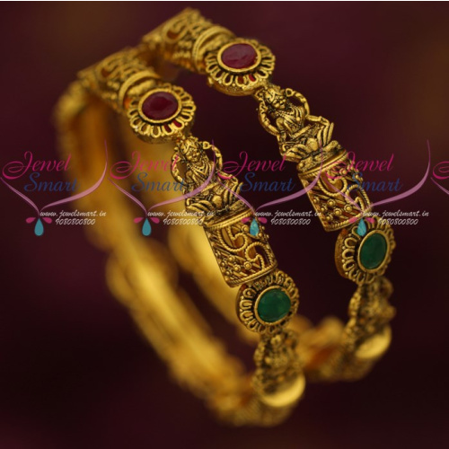 B18132 Antique Blackish Gold Plated Temple Jewellery Low Price Bangles Shop Online