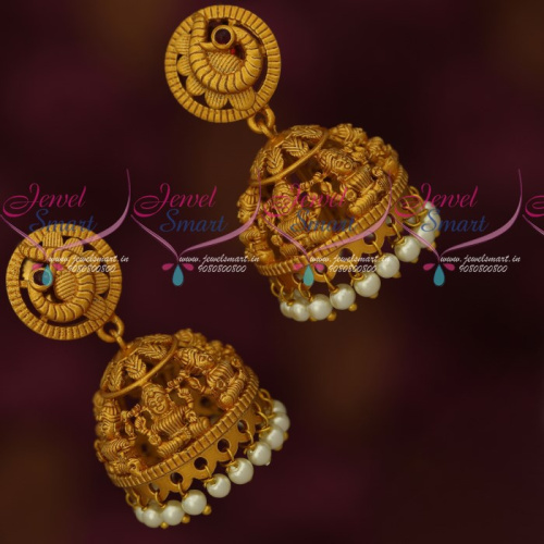 J18019 Temple Jewellery Matte Gold Plated Latest Traditional Design Jhumka Earrings