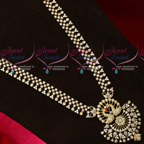 NL18621 Gold Plated White Stones Peacock Haram New Design Imitation Jewellery Set Online