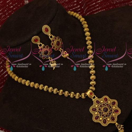 PS18535 Antique Kharbuja Beads Kemp Stones Pendant Low Price Jewellery Designs