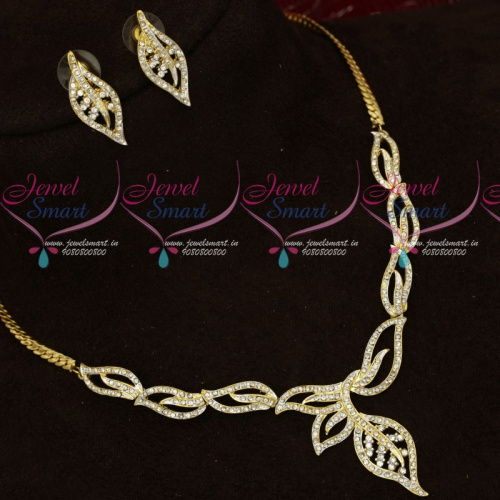 NL18520 Leaf Design Stylish Diamond Finish Alloy Metal Low Price Necklace Set