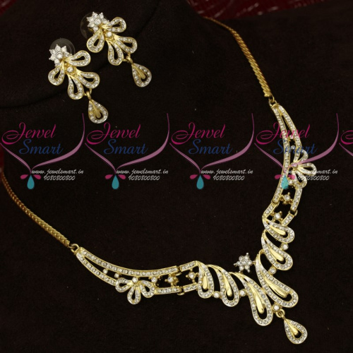 NL18522 Light Gold Two Tone Gold Silver Plated Metal Alloy Necklace Set 